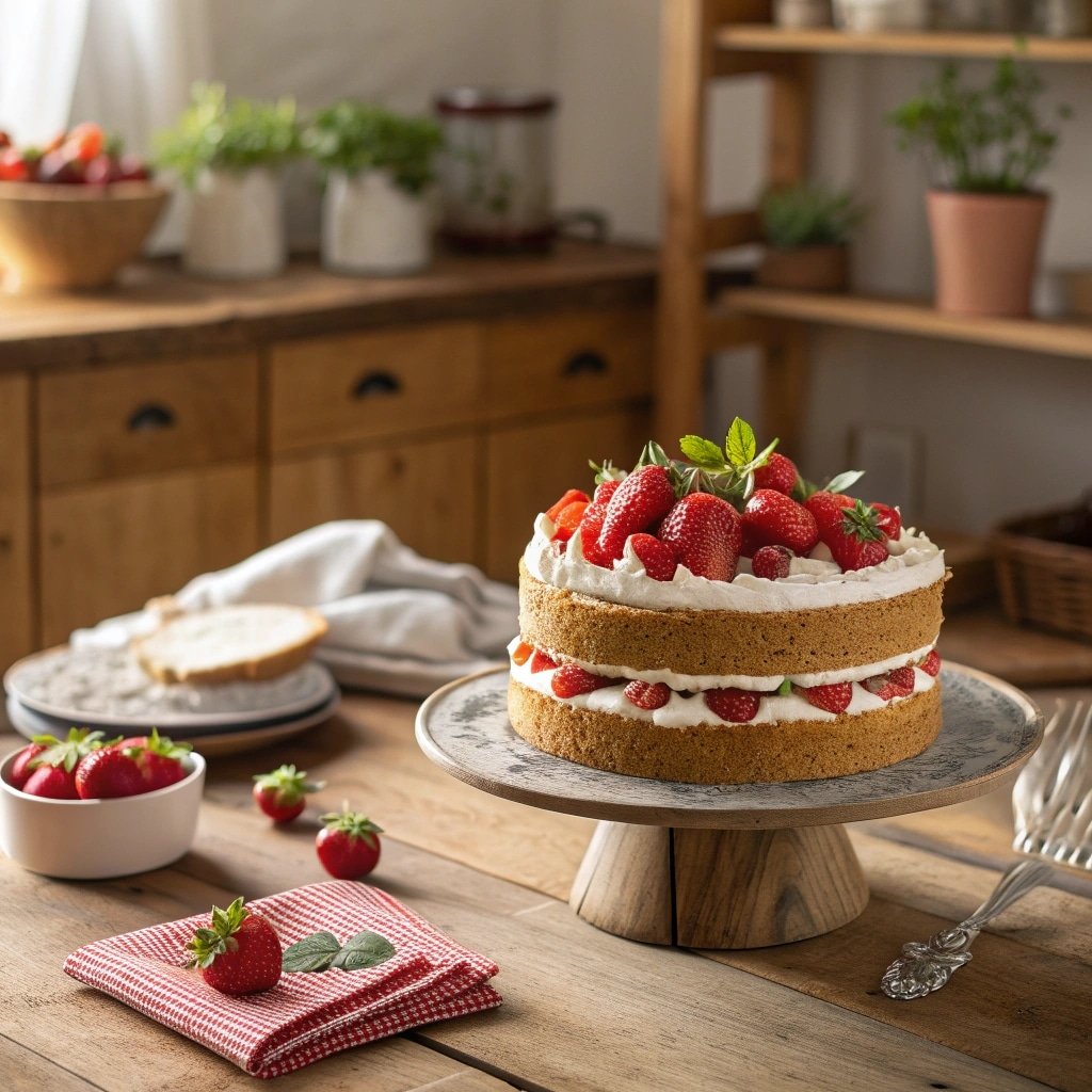 Strawberry cake recipes featured image with fresh berries
