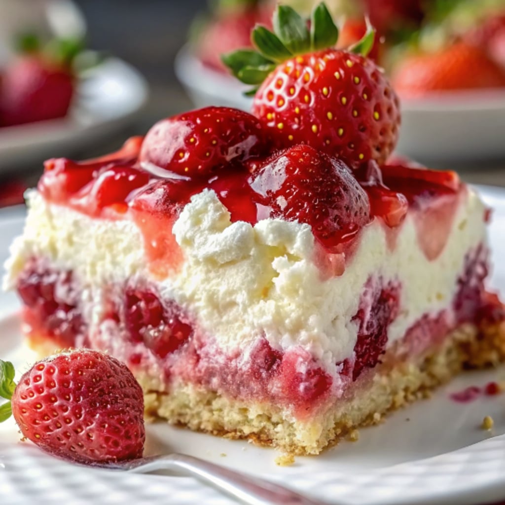 Strawberry Earthquake Cake – The Ultimate Dessert Guide 11 Slice of strawberry earthquake cake served with whipped cream