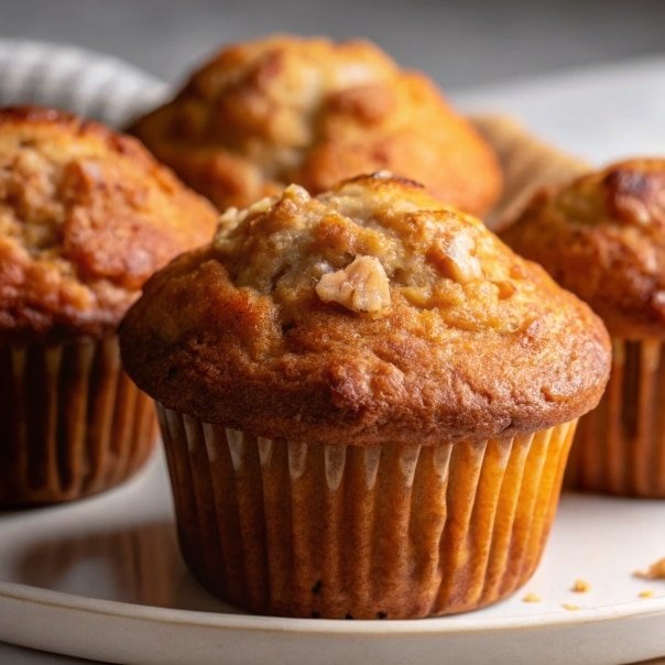 3-Ingredient Banana Muffins: Fast, Fluffy, and Naturally Sweet 6 Warm 3-Ingredient Banana Muffin served