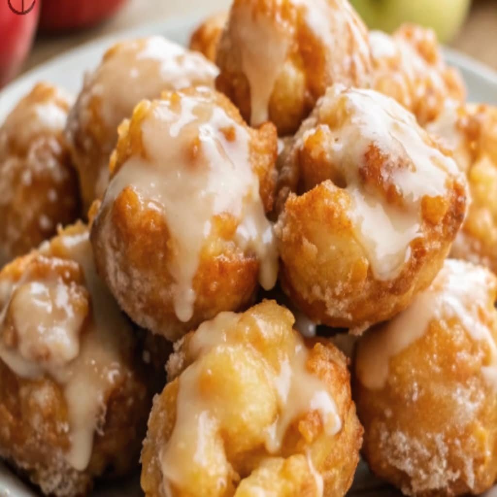 Baked Apple Fritters with vanilla glaze