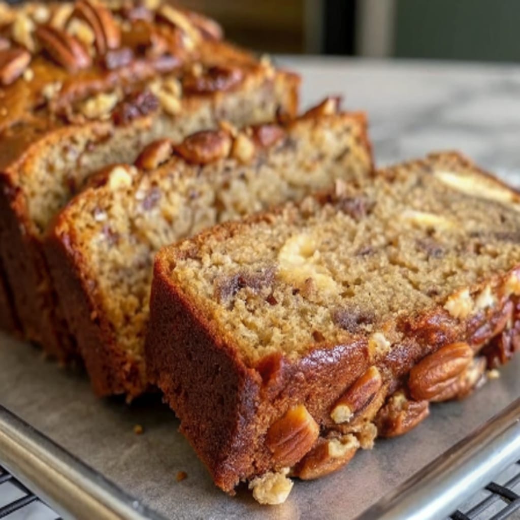 Banana Nut Bread – Moist, Buttery & Easy to Bake 6 banana nut bread loaf sliced with walnuts and moist texture