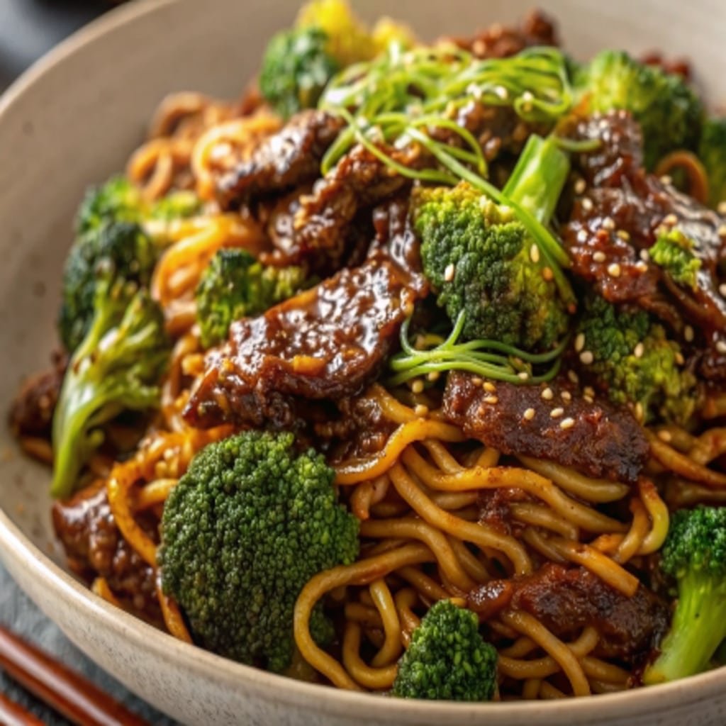 Beef and Broccoli Lo Mein: A Quick Family Dinner You’ll Make Again and Again 4 Bowl of Beef and Broccoli Lo Mein with sesame seeds