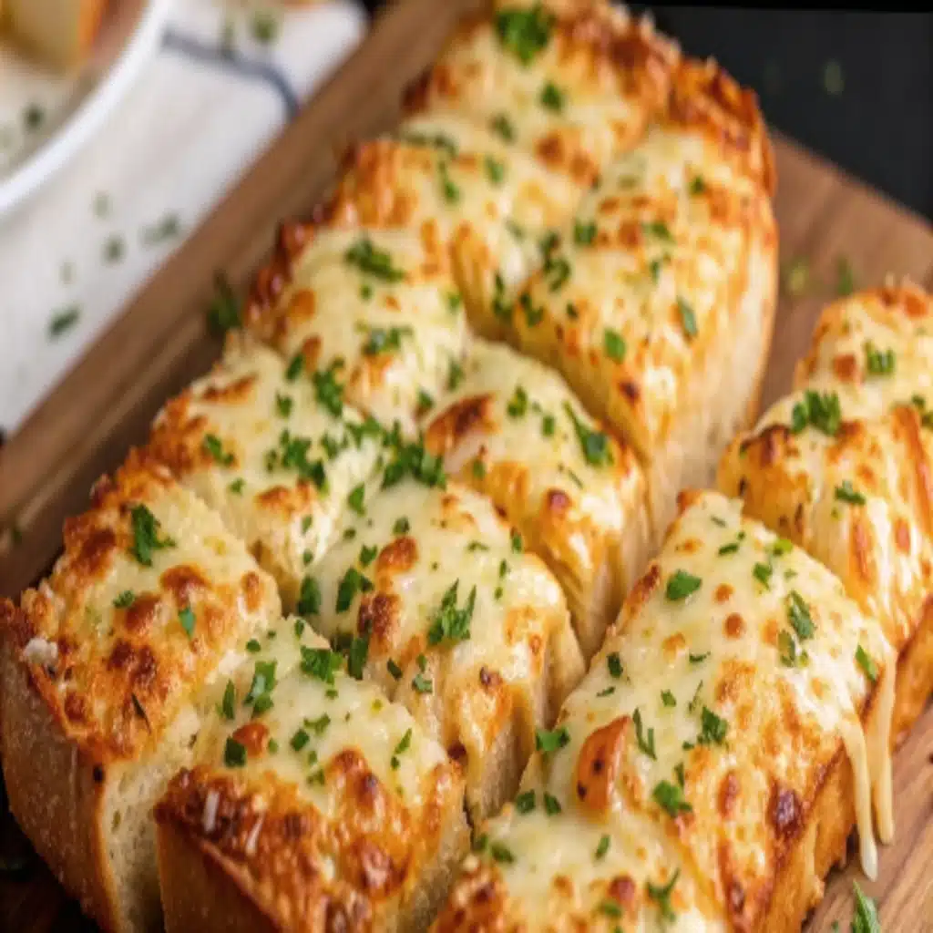 Cheesy Garlic Bread – Gooey, Golden & Easy to Make Cheesy Garlic Bread serving cheesy garlic bread