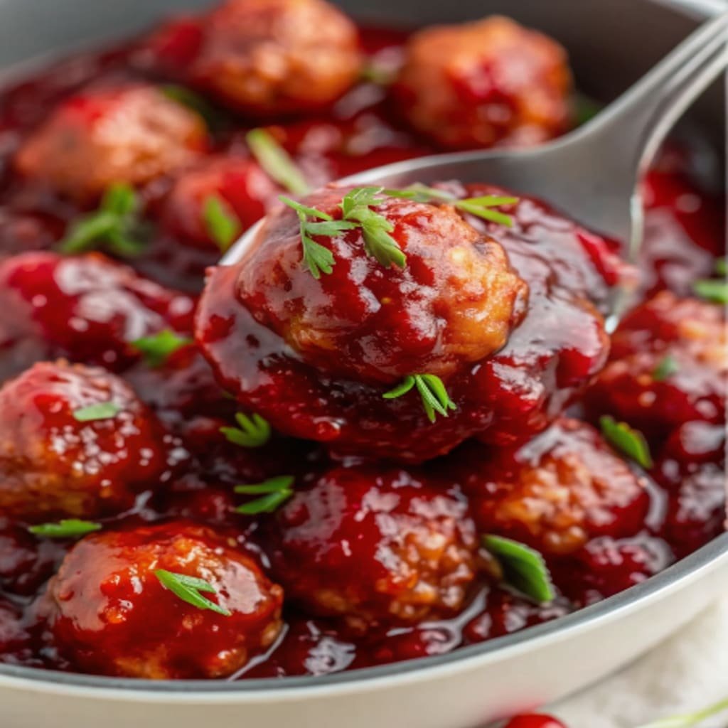 Best Christmas Cranberry Meatballs with cranberry-orange glaze