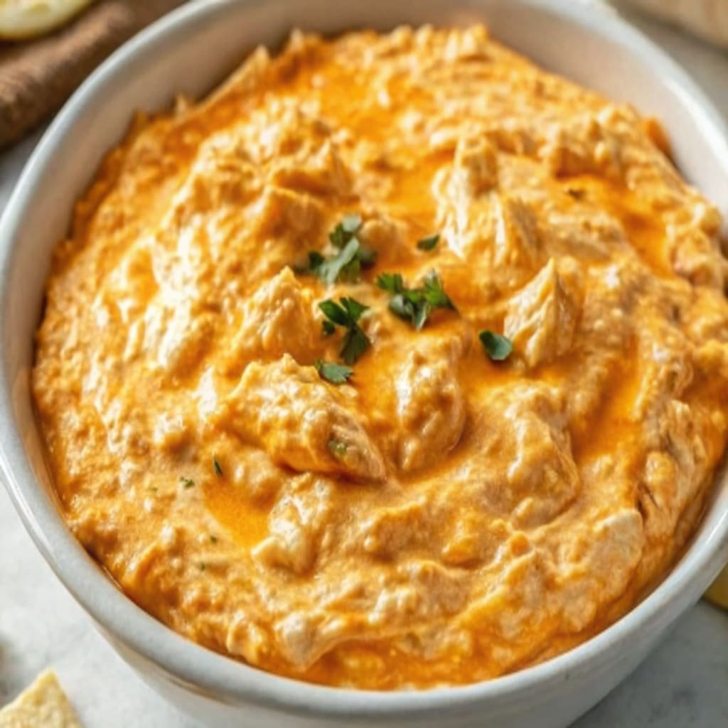 Buffalo Chicken Dip Recipe: The Best Creamy, Spicy Party Favorite 4 Dipping tortilla chip into Buffalo Chicken Dip