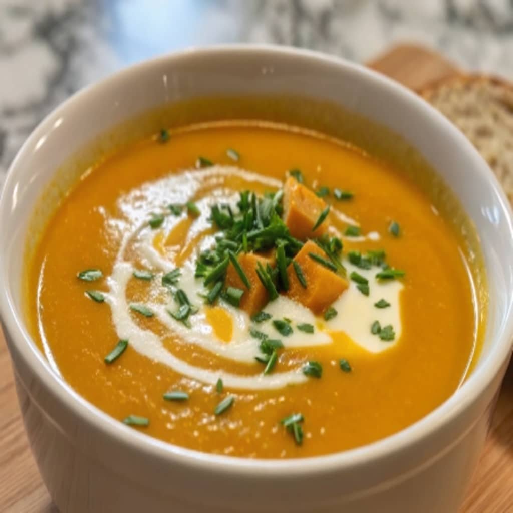 Creamy Butternut Squash Soup with pumpkin seeds