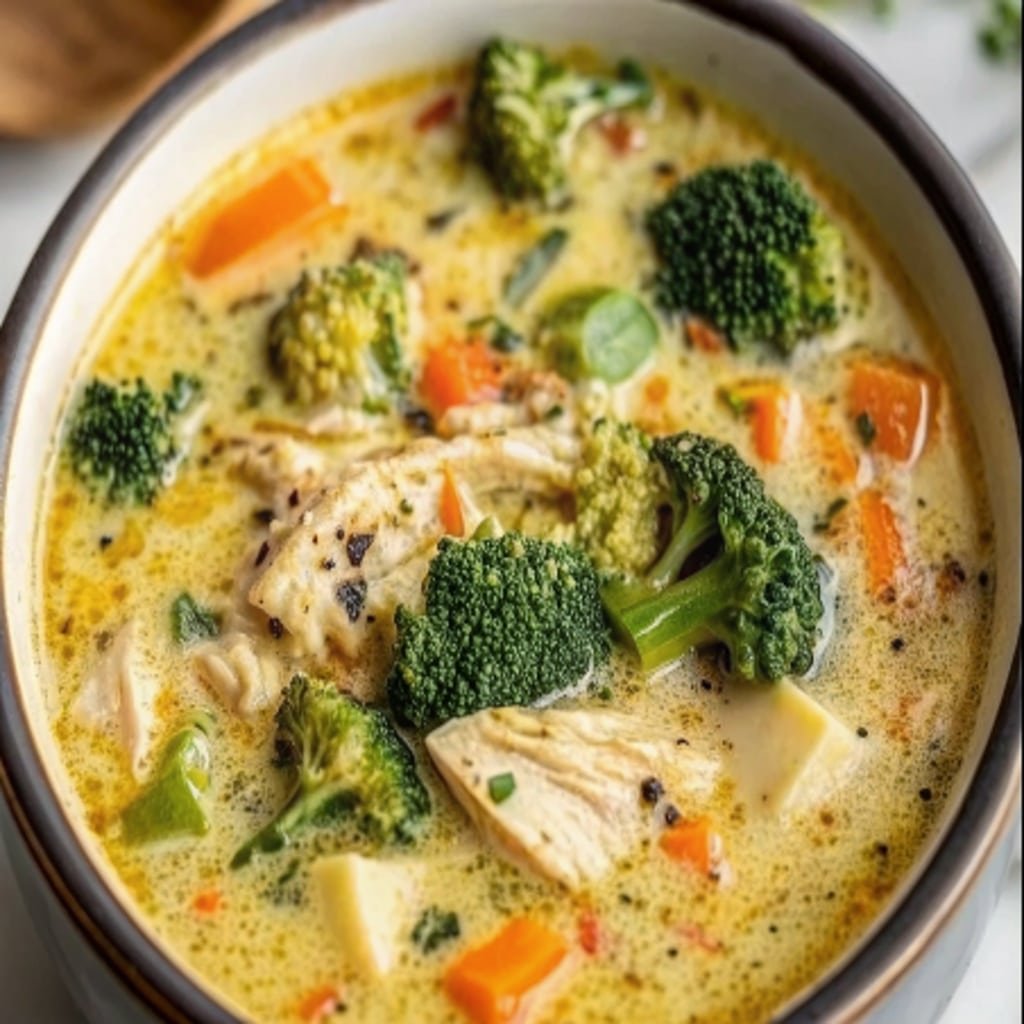 Creamy Chicken Broccoli Soup – Easy, Wholesome, and Delicious 4 Creamy chicken broccoli soup served