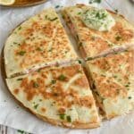 Chicken Cordon Bleu Quesadillas with melted cheese and ham