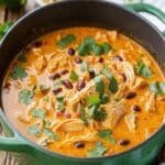 Chicken Enchilada Soup – Easy, Creamy, and Full of Flavor 5 Chicken Enchilada Soup with tortilla strips, cheese, and cilantro