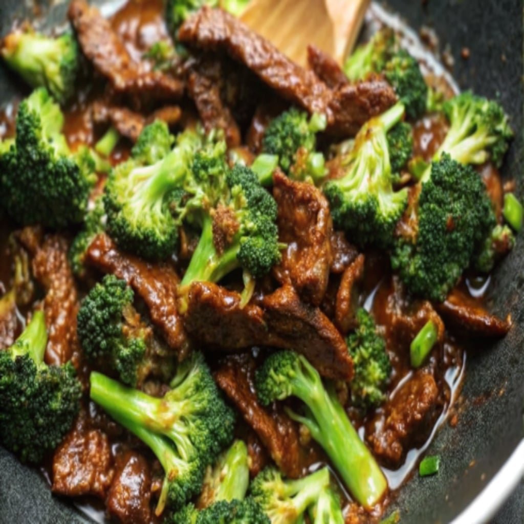 Chinese Beef and Broccoli over rice with glossy sauce