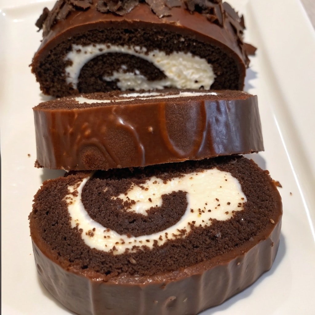 Chocolate Cake Roll with Rich Creamy Filling – Easy & Elegant Dessert 7 slice of chocolate cake roll with creamy filling