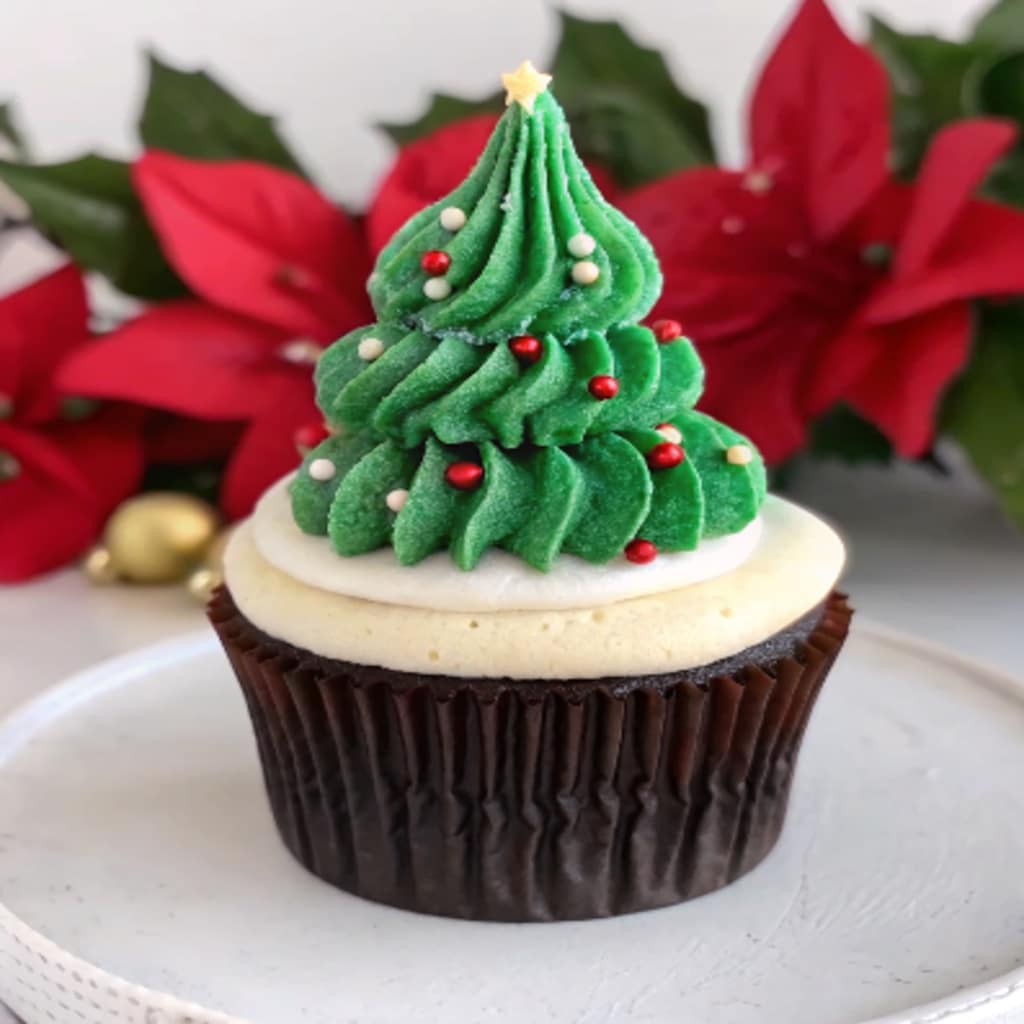 Christmas Tree Cupcakes: Festive Buttercream Trees Made Easy 4 Christmas Tree Chocolate Cupcakes with buttercream trees