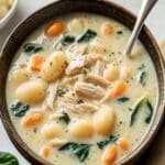 Creamy Chicken Gnocchi Soup with spinach and Parmesan