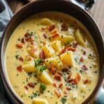 Creamy Potato Soup with bacon and chives