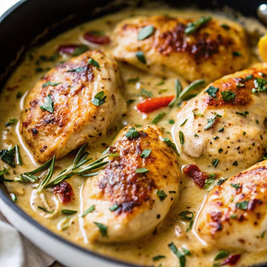 creamy tuscan garlic chicken skillet