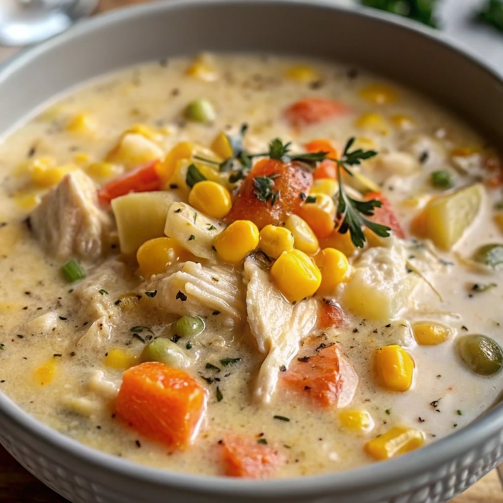 Crockpot Chicken Corn Chowder: Cozy, Creamy Comfort 4 Bowl of creamy Crockpot Chicken Corn Chowder