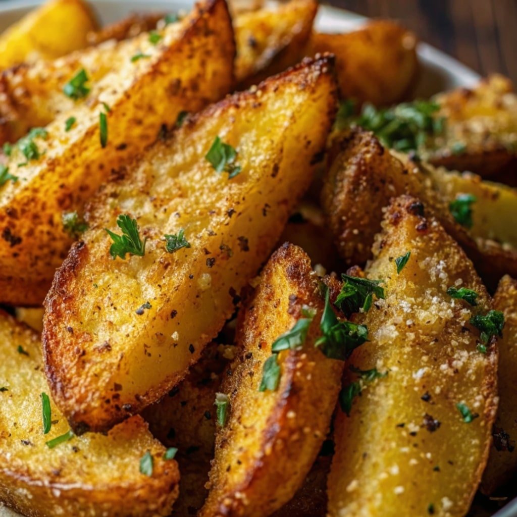 Crockpot Parmesan Potato Wedges – Easy Cheesy Slow Cooker Potatoes 4 Crockpot Parmesan Potato Wedges cooking in a slow cooker