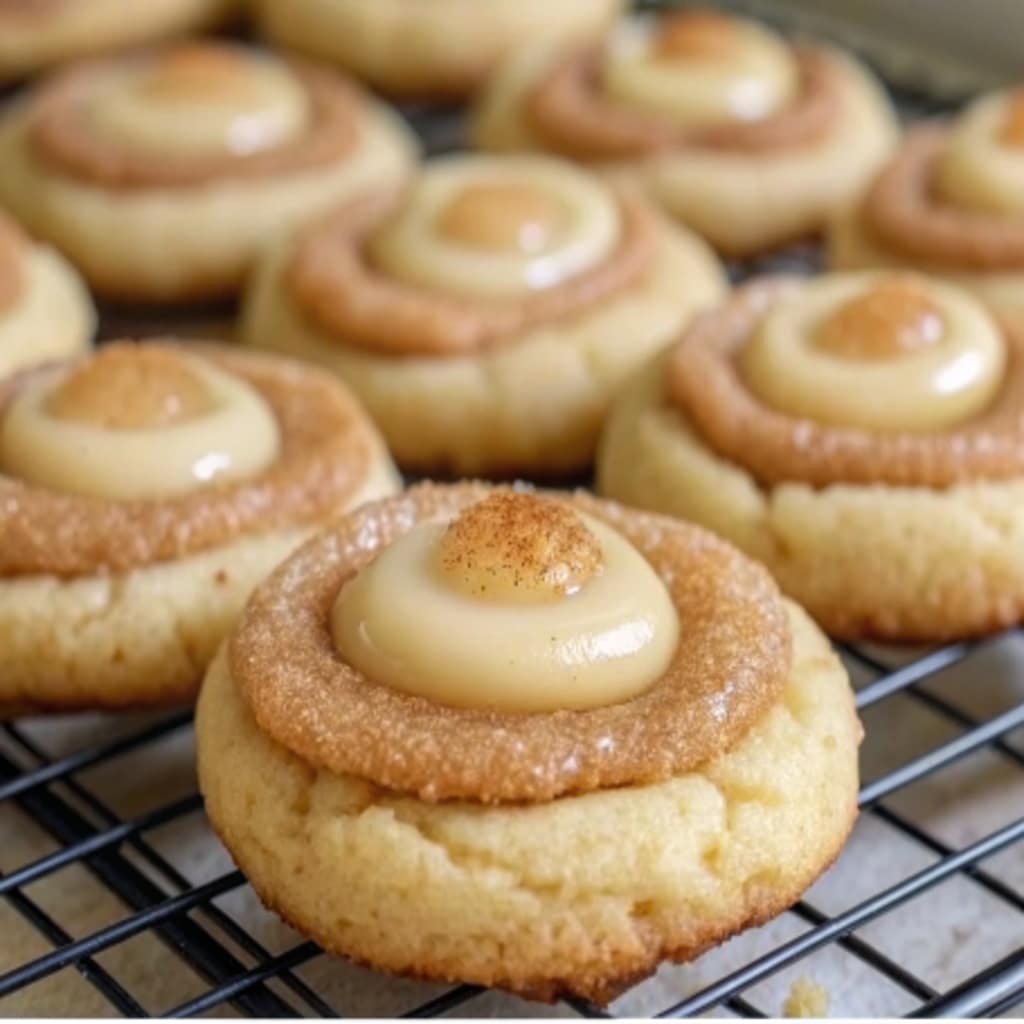 Eggnog Snickerdoodle Thumbprint Cookies: A Festive Jam-Filled Treat 4 Eggnog Snickerdoodle Thumbprint Cookies on holiday tray