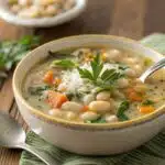 High Protein White Bean Soup with kale and cannellini beans