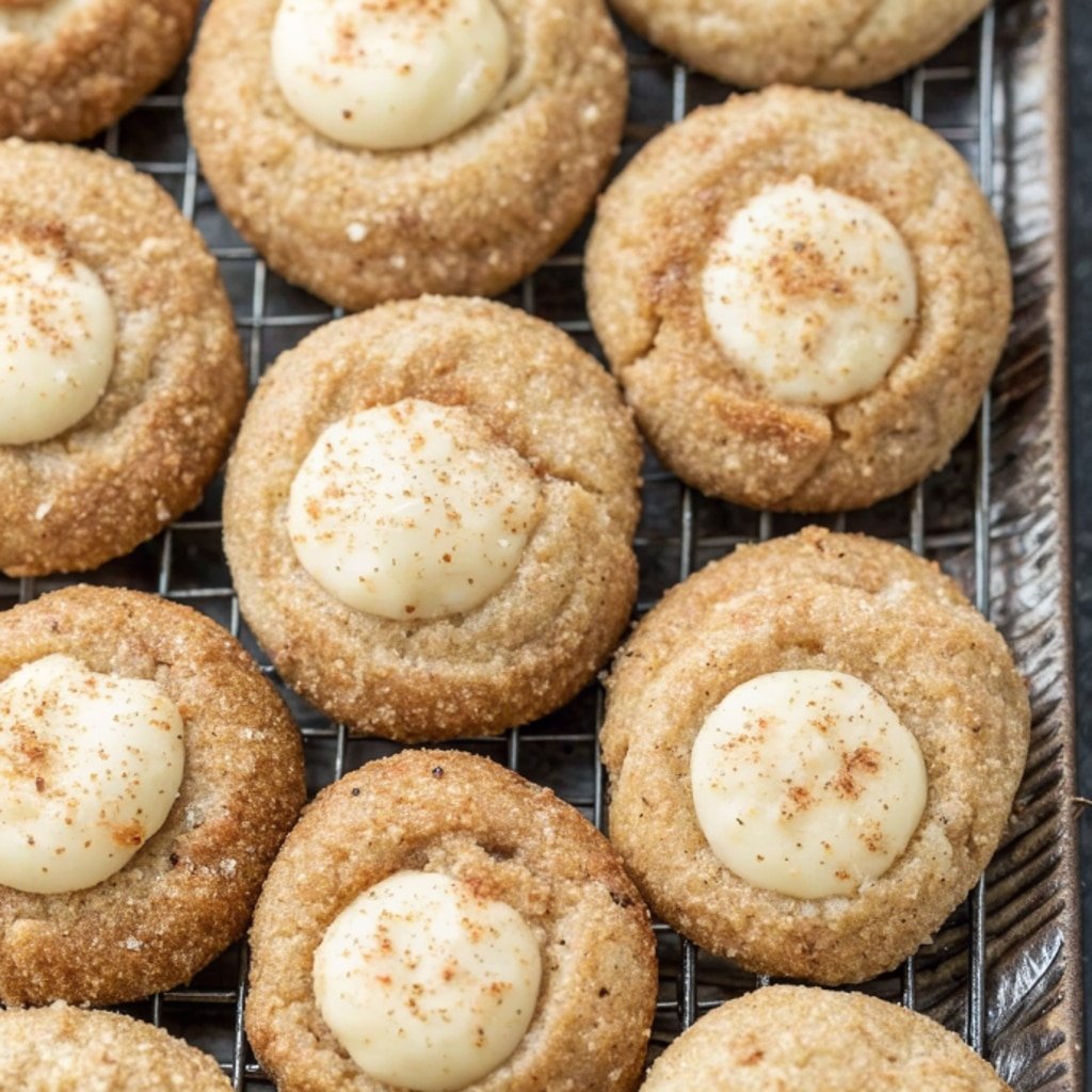 Holiday Eggnog Snickerdoodle Thumbprint Cookies