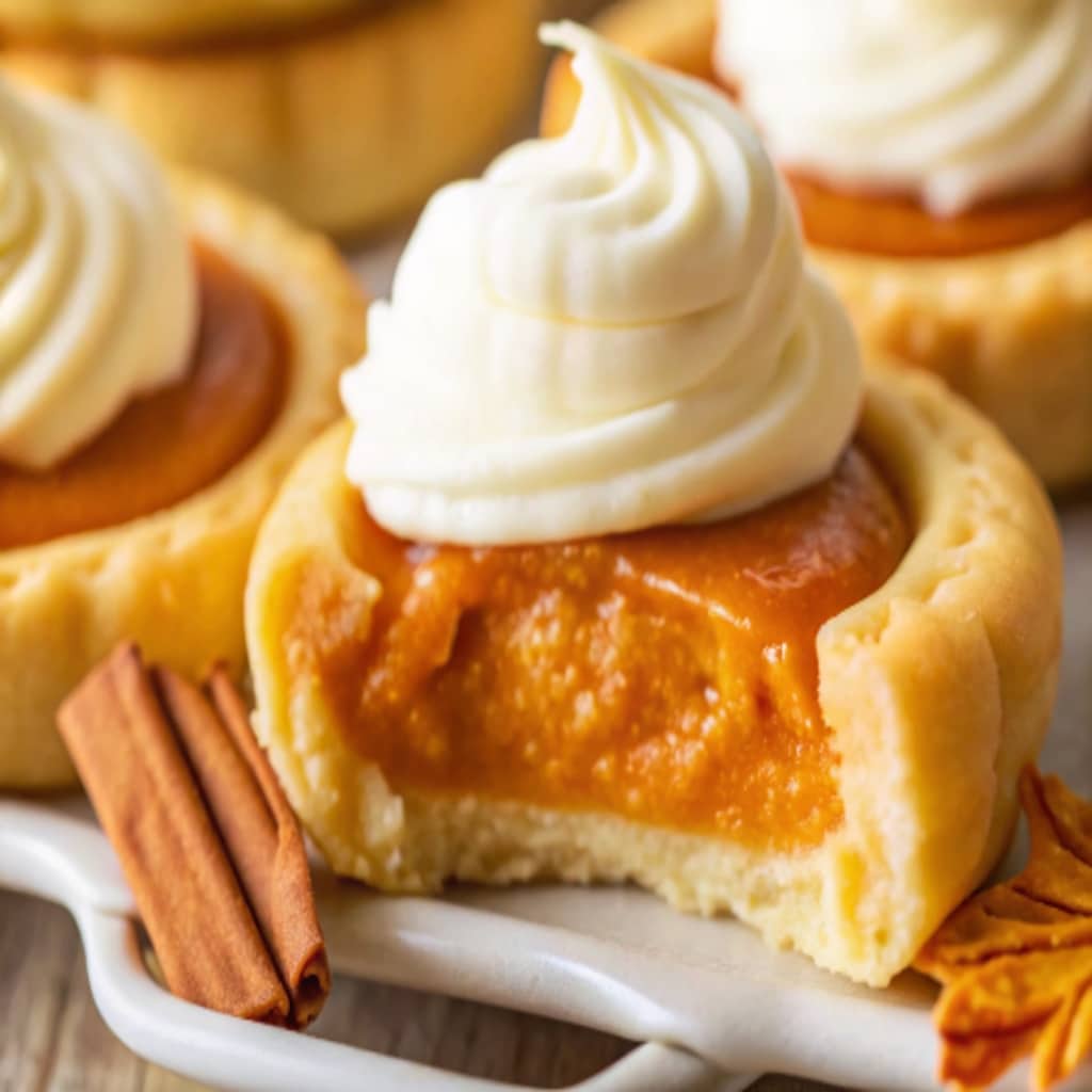 Pumpkin Pie Cookies – Creamy, Spiced & So Cozy 4 Pumpkin Pie Cookies topped with vanilla whipped cream