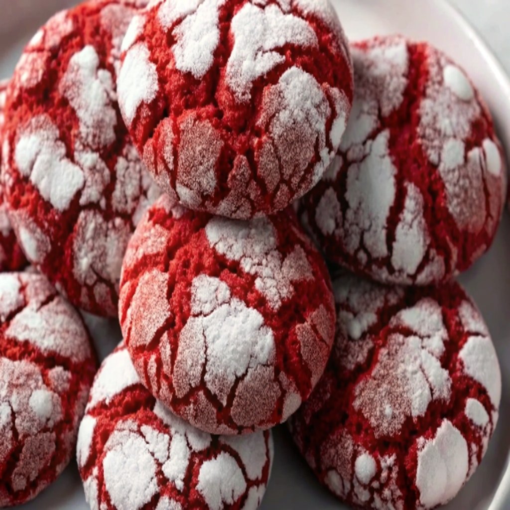 Red Velvet Crinkle Cookies fresh from the oven