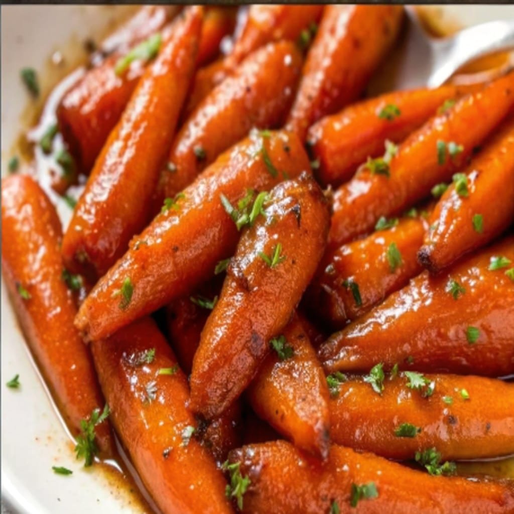 Roasted Carrots with Maple Glaze 3 Maple glazed roasted carrots served