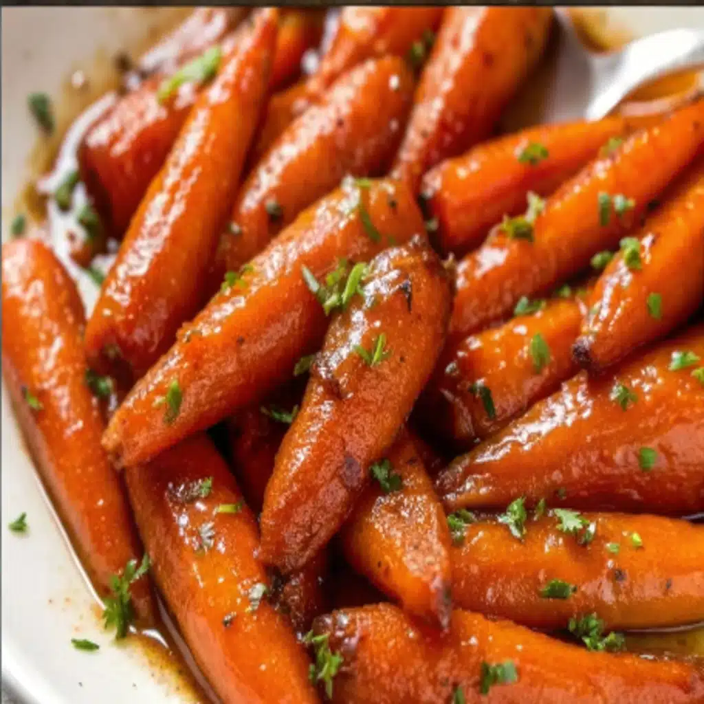 Roasted Carrots with Maple Glaze 3 Maple glazed roasted carrots served