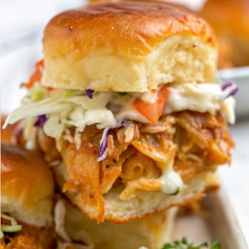 Shredded Rotisserie Chicken Sliders fresh from oven