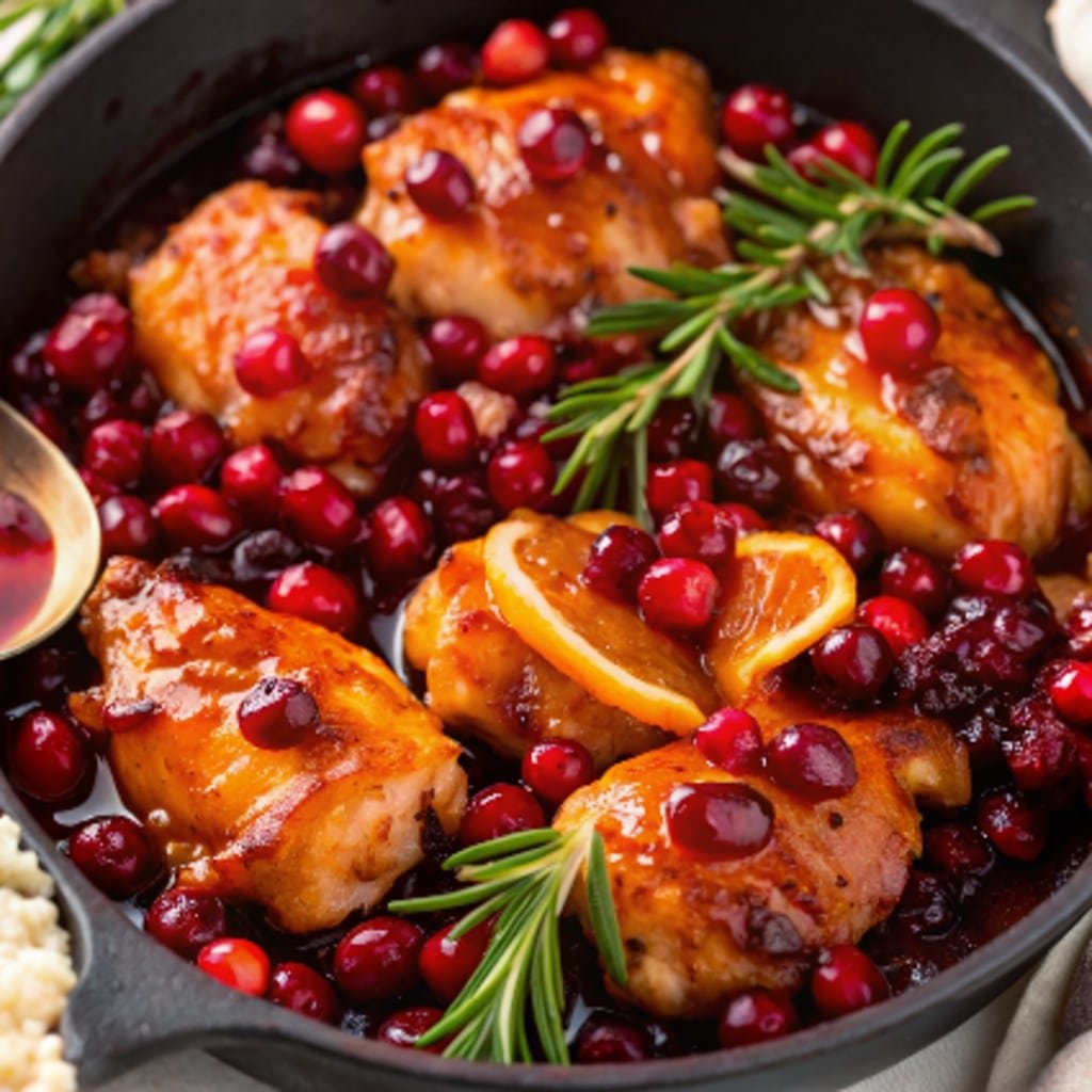killet Cranberry Orange Chicken with cranberries and orange slices