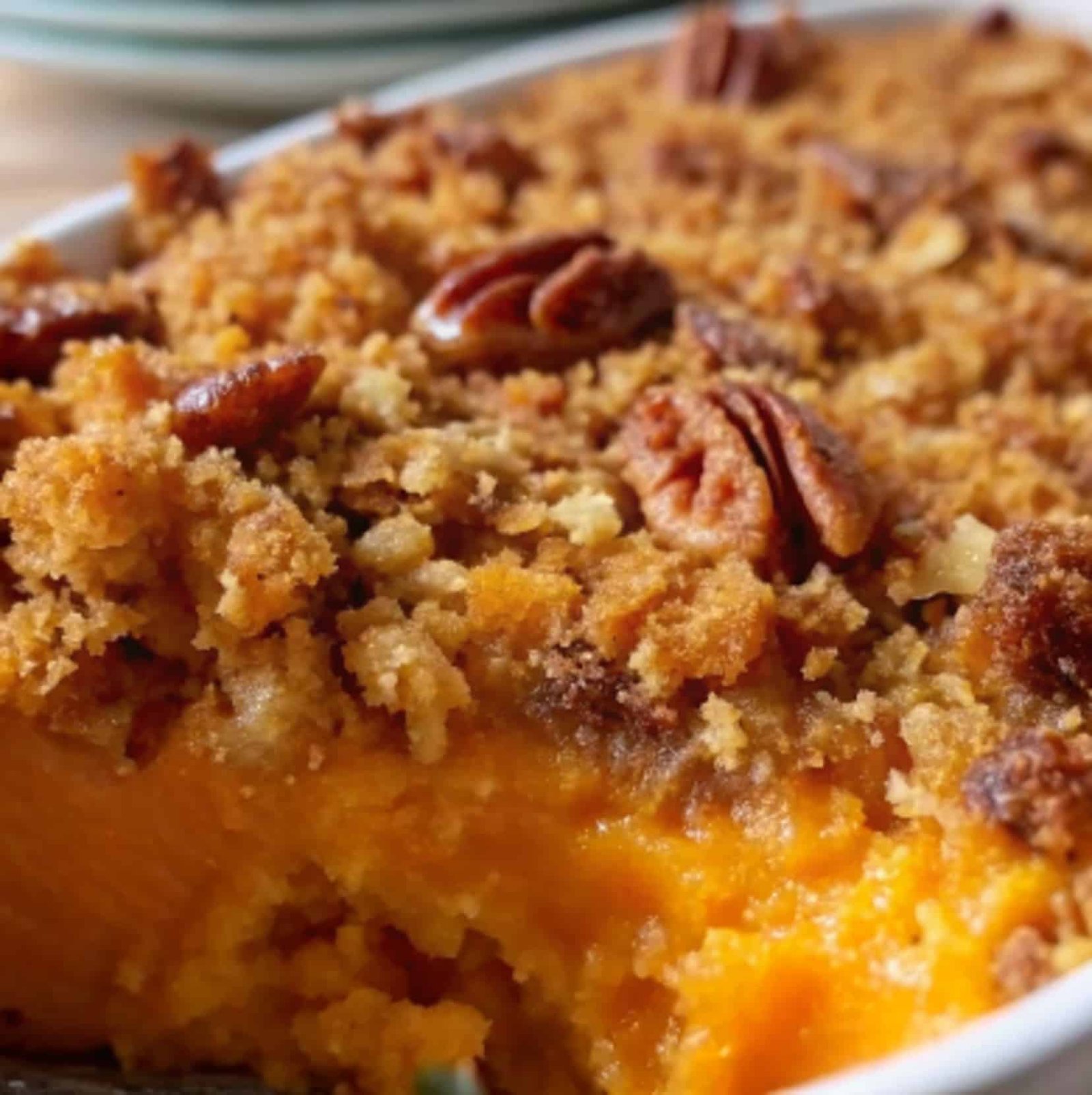 sweet potato casserole with pecan topping