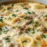 Alfredo Lasagna Soup creamy bowl