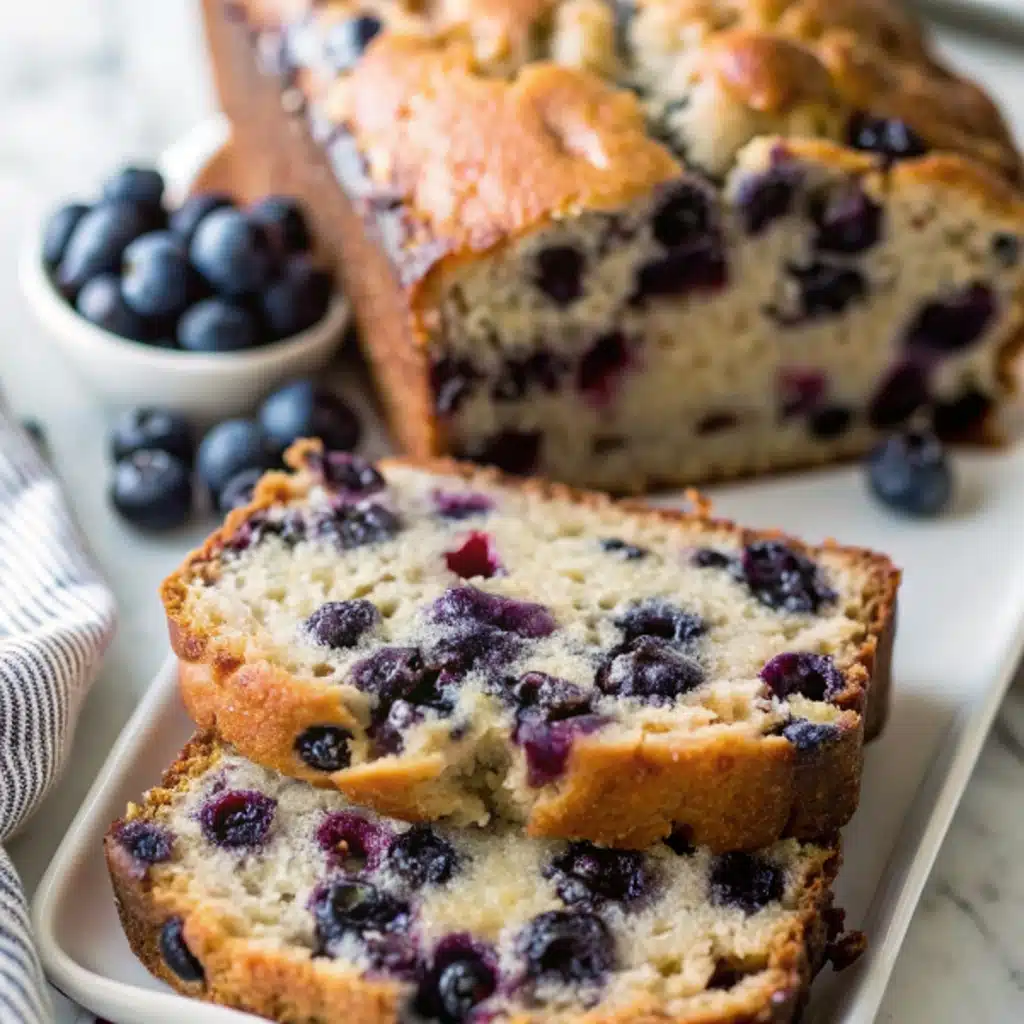 Moist and delicious Blueberry Banana Bread fresh from the oven