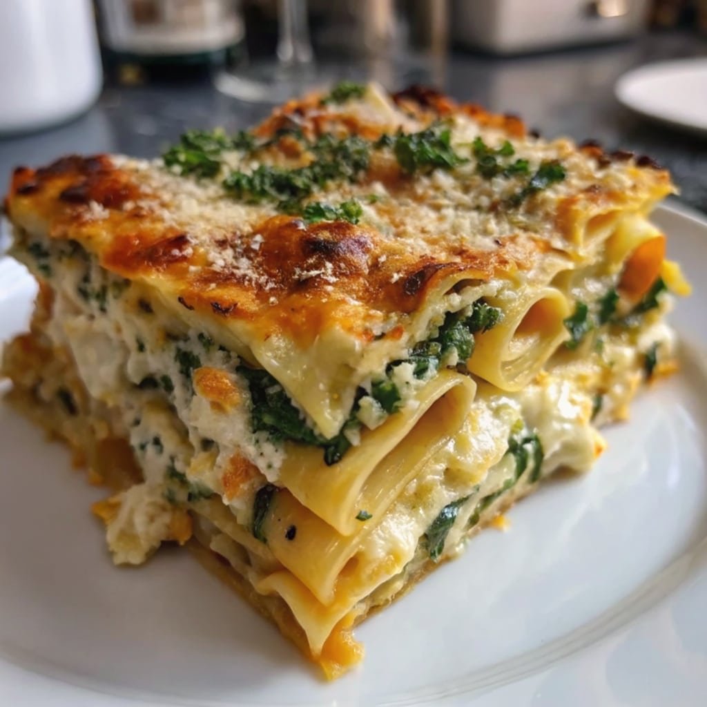 Butternut Squash and Spinach Lasagna fresh from the oven