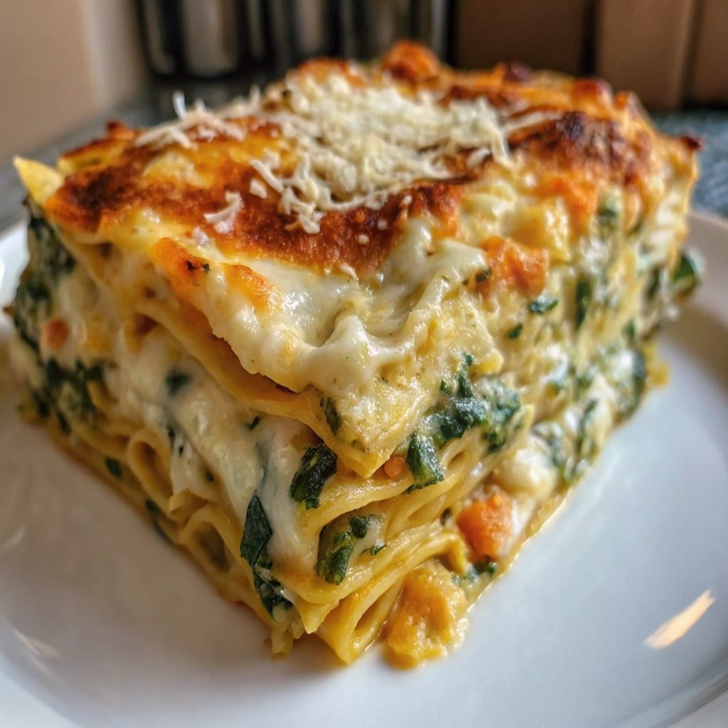 Delicious Butternut Squash and Spinach Lasagna Butternut Squash and Spinach Lasagna Butternut Squash and Spinach Lasagna fresh from the oven