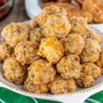 Cheddar Bay Sausage Balls on a platter