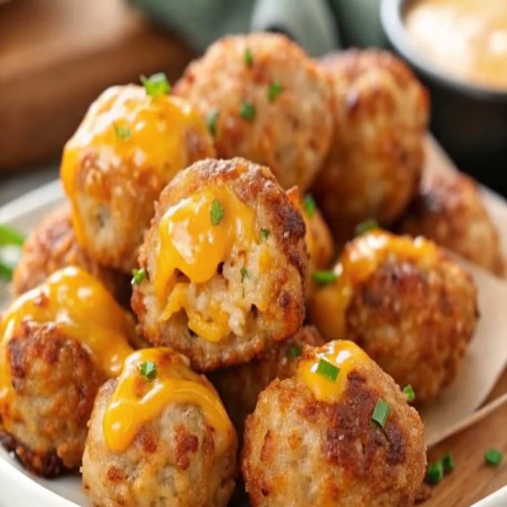 Cheddar Bay Sausage Balls Cheddar Bay Sausage Balls Cheddar Bay Sausage Balls on a platter
