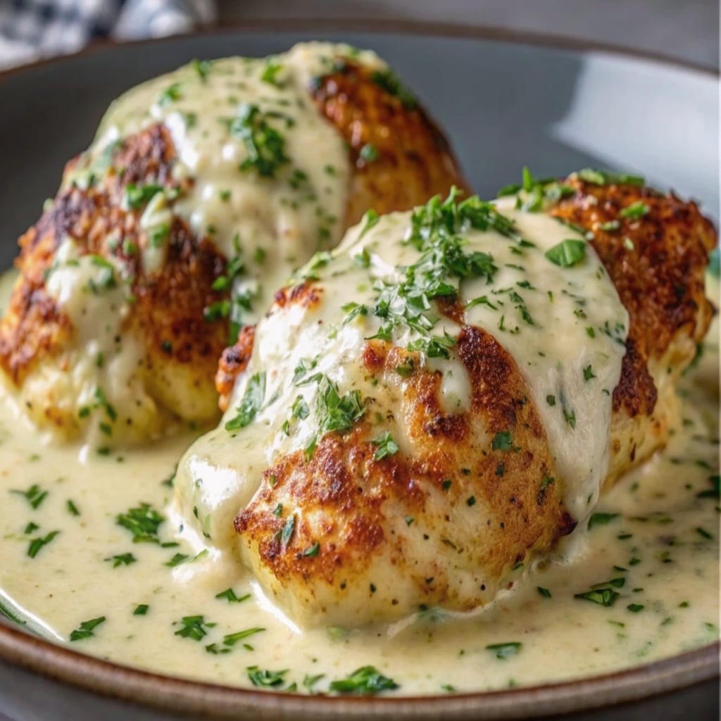 Chicken Pillows with Creamy Parmesan Sauce