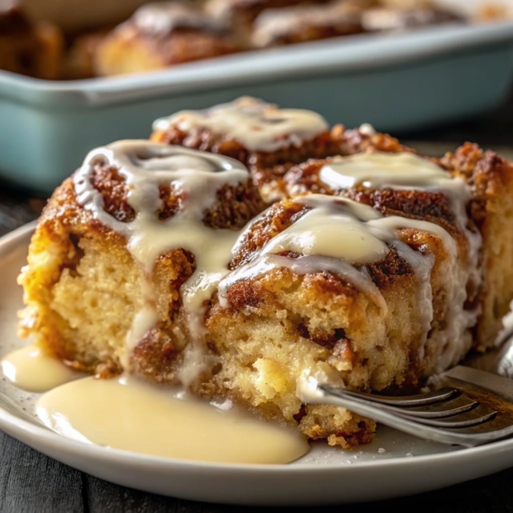 slice of Cinnamon Roll French Toast Casserole