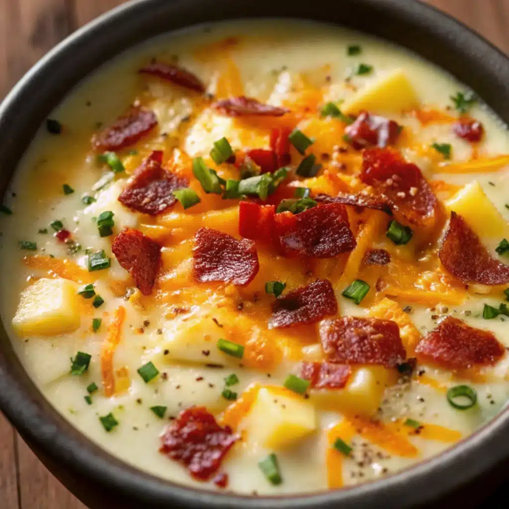 Comforting Loaded Baked Potato Soup – Best Family Dinner Recipe Comforting Loaded Baked Potato Soup Bowl of comforting loaded baked potato sou
