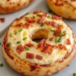 Creamy Bacon Cheddar Bagels – Easy Breakfast Sandwich Idea 5 creamy bacon cheddar bagels toasted with melted cheese