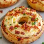 creamy bacon cheddar bagels toasted with melted cheese