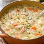 Creamy Chicken and Rice Soup served warm