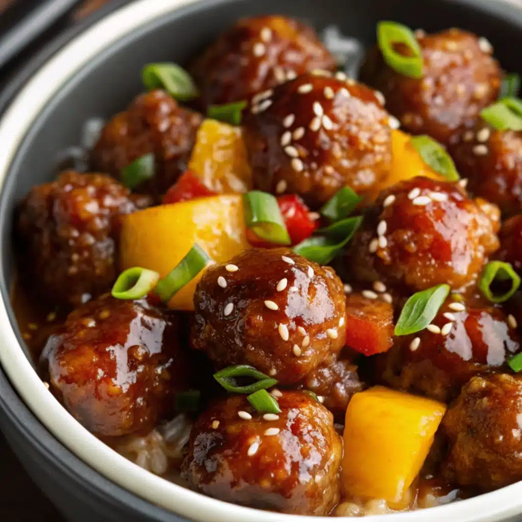 Crockpot Pineapple Teriyaki Meatballs – Sweet & Savory Slow Cooker Magic Crockpot Pineapple Teriyaki Meatballs Crockpot Pineapple Teriyaki Meatballs with sesame seeds.