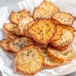 crunchy cottage cheese chips on parchment paper