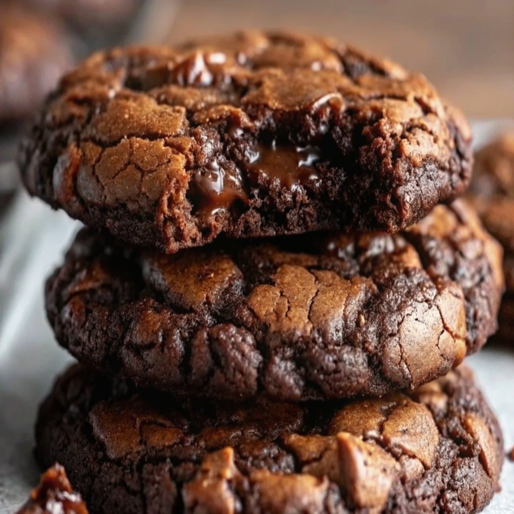Fudgy Chewy Brookies – The Best Brownie Cookie Recipe Ever 4 Fudgy chewy brookies stacked