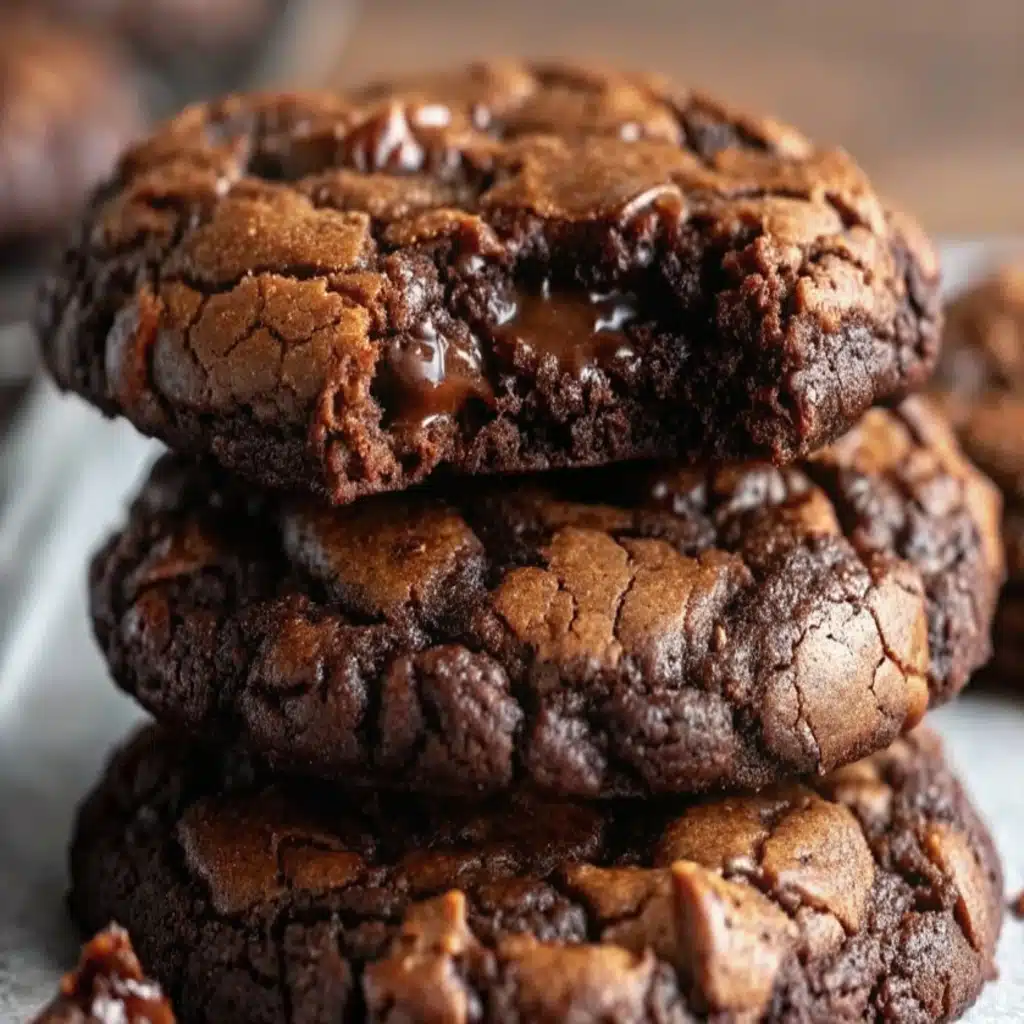 Fudgy chewy brookies stacked