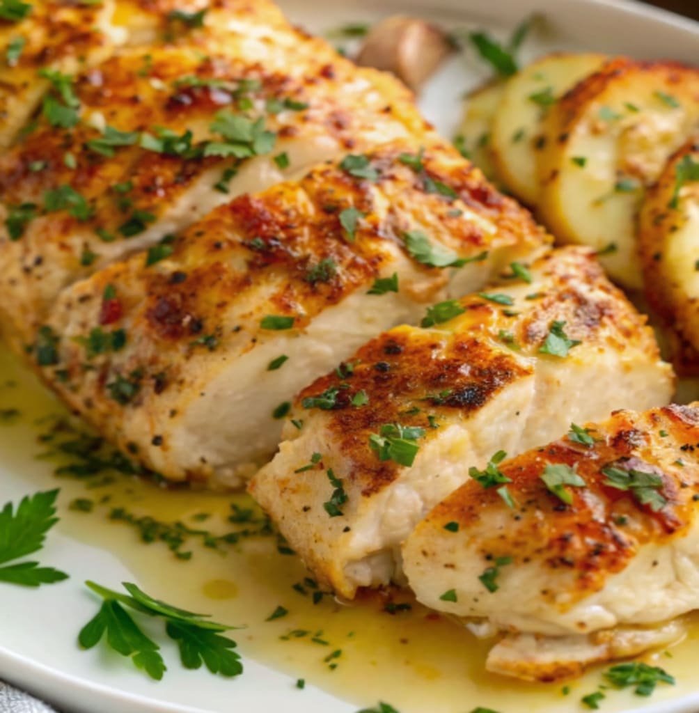 Butter Baked Chicken Breasts with parsley and lemon