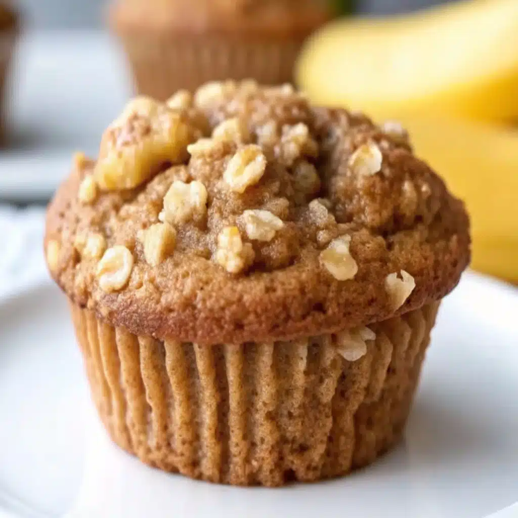 reshly baked healthy banana oatmeal muffins ready to enjoy.
