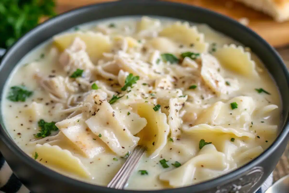 Heavenly White Chicken Lasagna Soup: The Creamiest One-Pot Meal Heavenly White Chicken Lasagna Soup Heavenly White Chicken Lasagna Soup garnished with fresh herbs